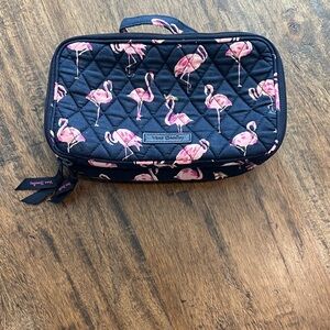 Vera Bradley Navy Flamingo Quilted Makeup Pouch